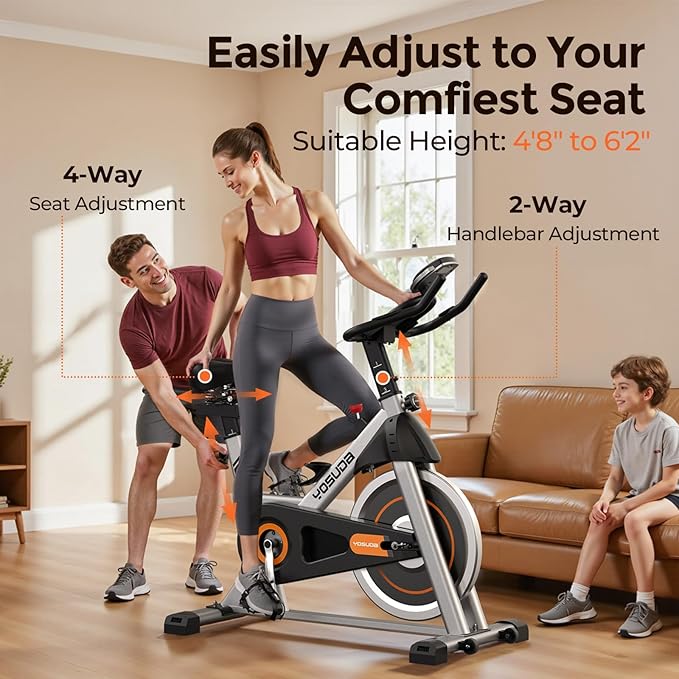 YOSUDA Exercise Bike, Brake Pad Stationary Bike for Home with Exclusive App, Magnetic Indoor Cycling Bike with 300 lb Weight Capacity, Low Noise, Tablet Holder and Fitness Courses for Weight Loss