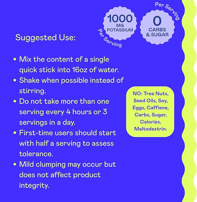 Hi-Lyte Keto & Performance - K1000 Electrolyte Quick Sticks - Blue Raspberry - 1000mg Potassium, Magnesium, Calcium - Single-Serve Packets for Keto Hydration Support - No Sugar, No Carbs