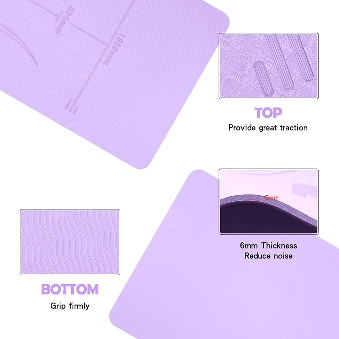 Exercise Equipment Mat for Ab Roller Wheel, Non Slip Abdominal Knee Mat, 6mm Thick Home Gym Floor Pad for Yoga, Pilates, Skipping, 72"L X 24"W X 0.24"Th, TPE