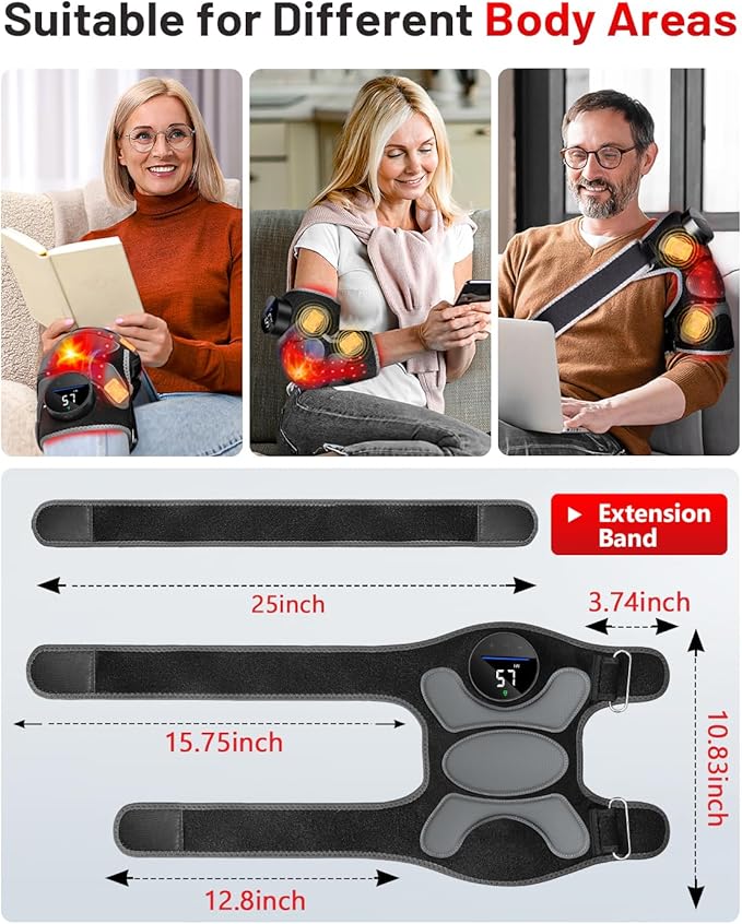 Upgraded PRO Red Light Therapy Knee Brace & 4 Vibration Massage - Wireless Rechargeable Controller, 660nm&850nm Red Light Therapy Heated Device for Knee/Elbow/Shoulder Pain