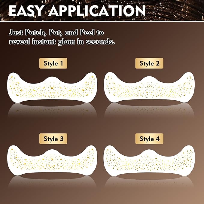 Glitter Freckles Face Tattoo - Gold Sparkle Freckles, Face Glitter Makeup Patches, 4pcs