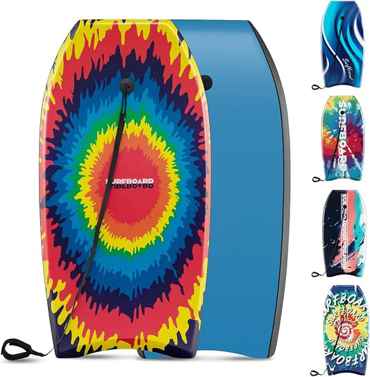 KOTEK 33/37/41 Inch Body Board with Wrist Leash, EPS Core, Dual Channel, HDPE Slick Bottom, Bodyboard for All Skill Levels & Wave Conditions