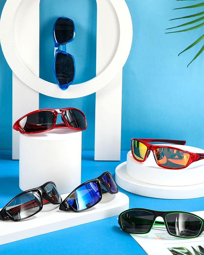 Frienda 6 Pack Polarized Sport Sunglasses for Men Multipack Fit over Glasses Pack Lot Set Men's Sport Fishing Eyeglasses