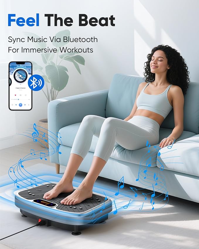 Vibration Plate Exercise Machine, Vibration Plate Platform for Lymphatic Drainage, 200 Adjustable Speeds Power Shaping Vibrating Plate Helps Weight Loss, Shaping, Max Weight 450 Lbs