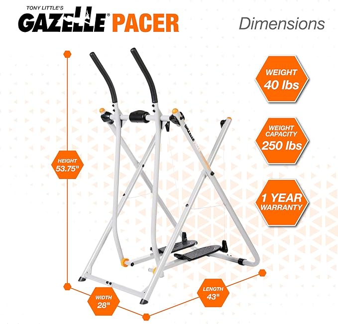 Gazelle Tony Little Total Body Fitness Workout Exercise Elliptical Glider Supports 250-300lbs with Low-Impact Design for Home Gym