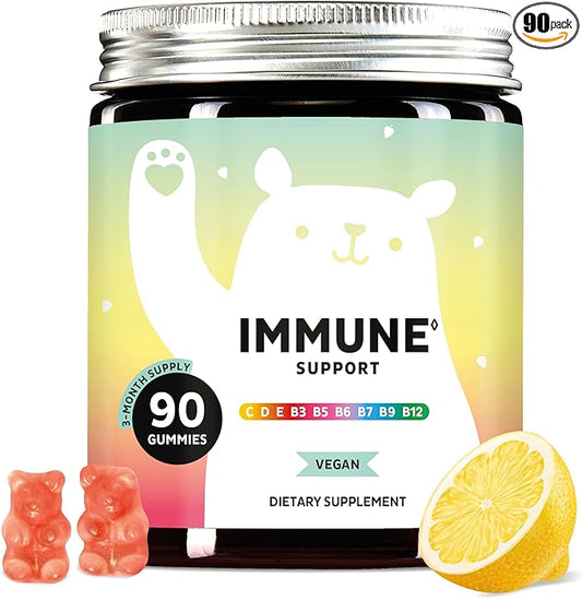 Immune Support Gummies – Vitamin C, D, B6 & B12 – Daily Immune Boost – Vegan, Naturally Flavored (90 Gummies)