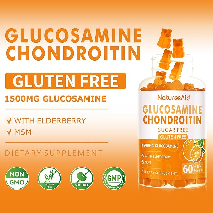 Glucosamine Chondroitin Gummies with MSM & Elderberry Extra Strength - Joint Support, Antioxidant Immune Support Supplement for Adults, Men & Women.(2 Pack)