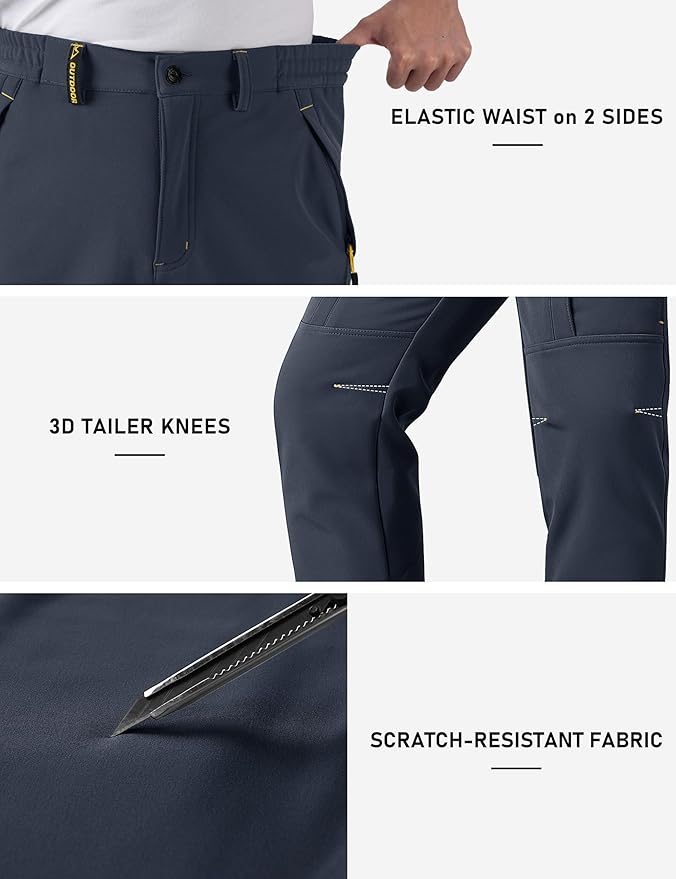 TACVASEN Winter Pants for Men Fleece Lined Waterproof Pants Insulated Hiking Pant for Ski Snowboard Outdoor Work Hunting