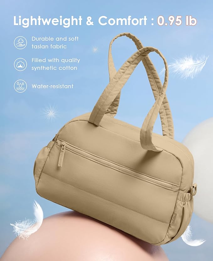 Gym Bag for Women, Travel Duffle Bags with Wet Pocket, Lightweight Carry on Bag Overnight Weekender Duffel Bag, Water Resistant (Camel)