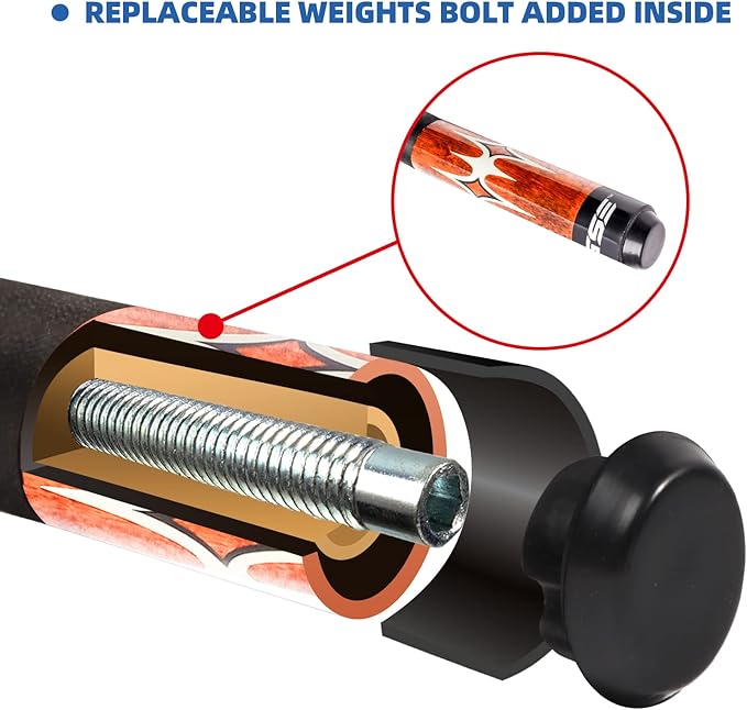 GSE Games & Sports Expert 58" 2-Piece Canadian Maple Hardwood Billiard Pool Cue Sticks for Men/Women, House or Commercial/Bar Use (Several Colors, Weight 18oz, 19oz, 20oz, 21oz Available)