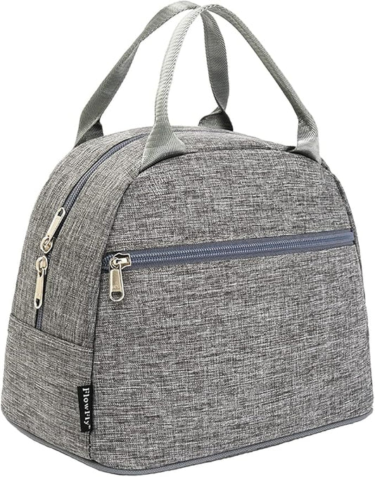 FlowFly Insulated Lunch Cooler Bag - Tote Bag Organizer for Women/Men, Heather Grey
