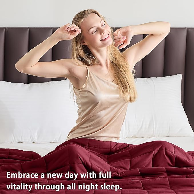 King Size Weighted Blanket for Adults (25 lbs, 80” x 87”, Red Grey) Cooling Heavy Blanket for Sleeping Perfect for 240-260 lbs, Breathable Blanket for Adults & Couple All Season, Machine Washable