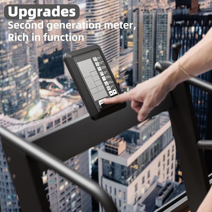 Exercise Treadmills，Manual Curved Treadmill ，Foldable， Non-Electric， Walking/Running Machine with LCD for Home & Office ，Black