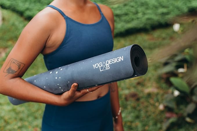 YOGA DESIGN LAB | The Combo Yoga Mat | 2-in-1 Mat+Towel | Eco Luxury | Ideal for Hot Yoga, Power, Bikram, Ashtanga, Sweat | Studio Quality | Includes Carrying Strap!