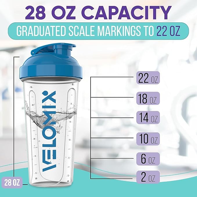 '-2 Pack- 28 oz Protein Shaker Bottles for Protein Mixes - 2x Wire Whisk | Leak Proof Shaker Cups for Protein Shakes | Protein Shaker Bottle Pack | Shakers for Protein Shakes-Blue&Transparent