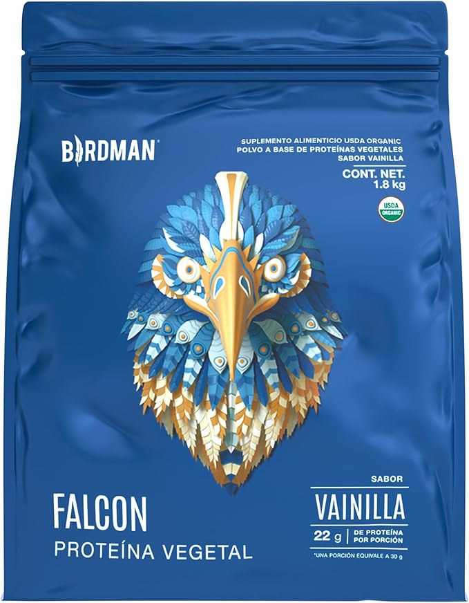 Falcon Vegan Protein Powder Organic, Stevia & Sugar Free, Plant Based Protein, Low Carb, Dairy Free, Keto, Non Whey Protein, Probiotic | Vanilla Flavor - 60 Servings - 3.9 lb