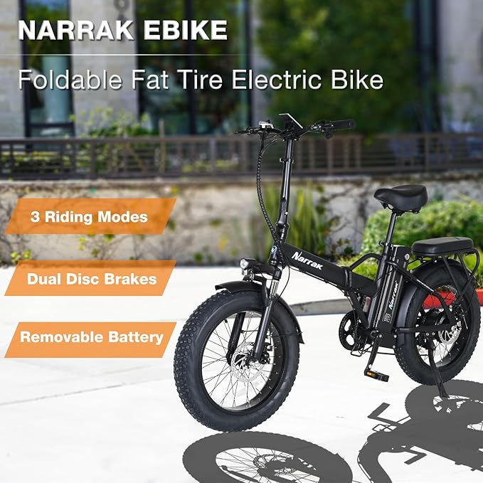 Fat Tire Folding Electric Bike, 48V & 624Wh Lithium Removable Battery, Peak 1100W Brushless Motor, Max Speed 28Mph, M5 Large LCD Display, Suspension, Step-Over/Thru Frame