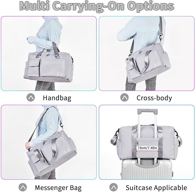 FIORETTO Women's Gym Duffle Bag with Shoes Compartment, 37L Capacity, Ideal for Travel, Gym, Sports, Duffel, Weekender