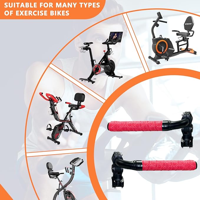 Handlebar Extender for Peloton Indoor Exercise Bikes, 1 Pair of Ultimate Handlebar Extension of Peloton Accessories (Bull-horn (with Red Tapes))