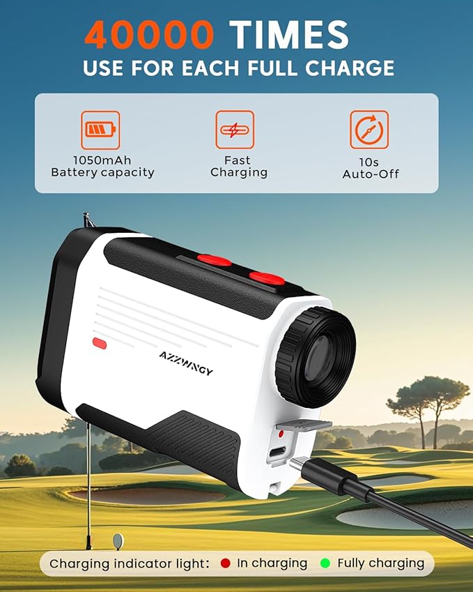 Golf Rangefinder with Slope - 1300/1500 Yards Laser Range Finder for Golf & Hunting, 7X Magnification, High-Precision Flag Locking Vibration, Rechargeable, IP54 Waterproof, Built-in Magnetic Strip