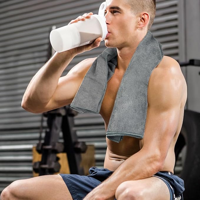 Orighty Gym Towels, Highly Absorbent Sweat Towels, Soft and Quick Drying Gym Towel for Daily Use, Multi-Purpose Towel for Sport, Salon, Spa, Hotel, 16 x 27 Inch, Grey, 3 Pack