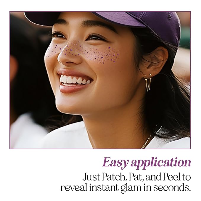 Fazit Makeup Patches - Face Makeup Patches - Beauty Face Makeup - Purple Speckles - Waterproof Purple Speckles - Temporary Face Purple Speckles For Women - 6 count