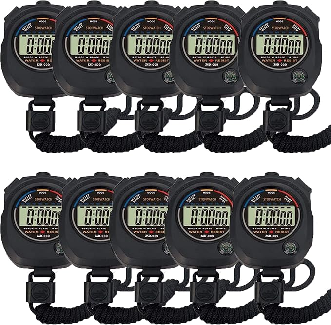 Multi-Function Electronic Digital Sport Stopwatch Timer, Large Display with Date Time and Alarm Function,Suitable for Sports Coaches Fitness Coaches and Referees (10pack)