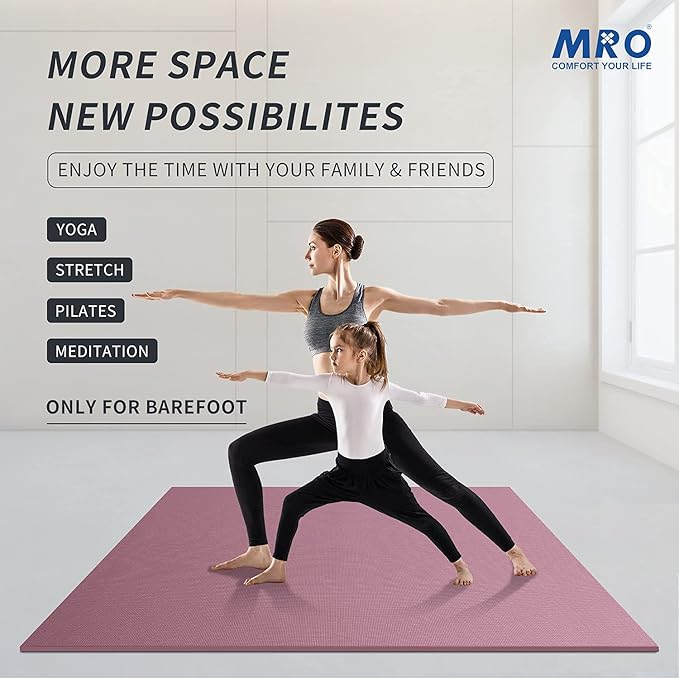 MRO Extra Large Yoga Mat, 12'x6'/9'x6'/7'x5'/6'x4' (9MM) Extra Wide and Thick Exercise Mats for Home Gym Workout, Non-Slip, Soft for Women and Men Fitness, Ideal for Barefoot Yoga, Pilates, stretching