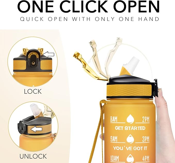 Hyeta 32 oz Water Bottles with Times to Drink and Straw, Motivational Water Bottle with Time Marker, Leakproof, Drinking Sports Water Bottle for Fitness, Gym and Outdoor