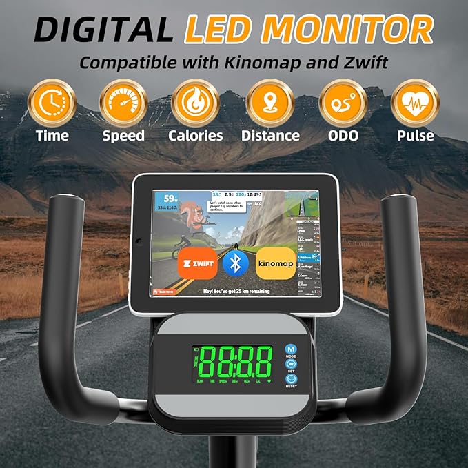 VANSWE Recumbent Exercise Bike, Recumbent Stationary Bikes for Home 400 LBS Weight Capacity, Exercise Bike for Home Seniors with Smart App and Bluetooth Connectivity, LED Display, Pulse Handle