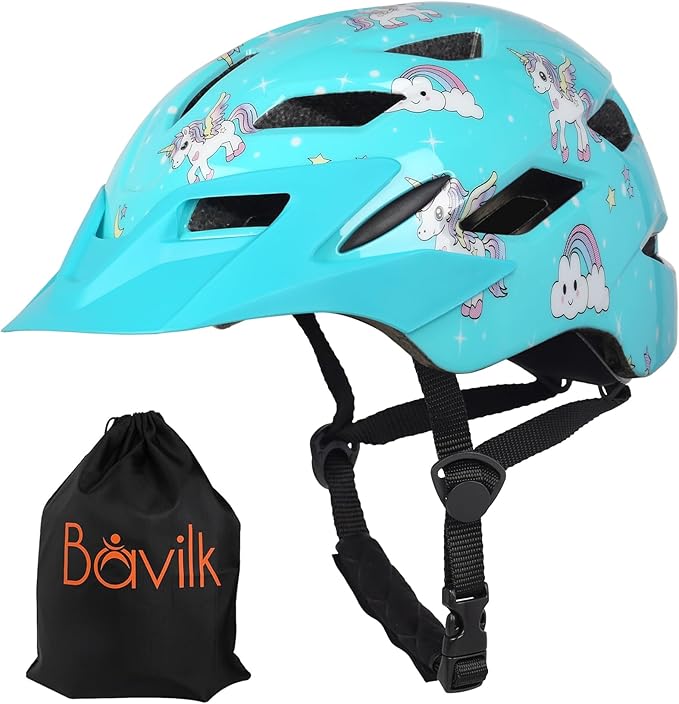 Kids Bike Helmet,Bavilk Kids Boys Girls Bike Helmets with LED Light Detachable Visor Children Youth Teen Multi-Sport for Skating Cycling Scooter Skateboard Adjustable & Lightweight 19.7"-22.4"
