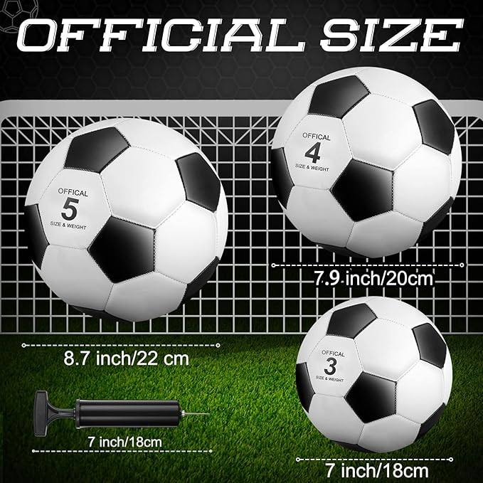 HyDren 8 Pcs Soccer Balls Bulk with Pump Deflated Official Size Sport Soccer Ball for Kid Adult Game Match Indoor Outdoor Gift for School Sports Game Birthday Party Gift Back to School