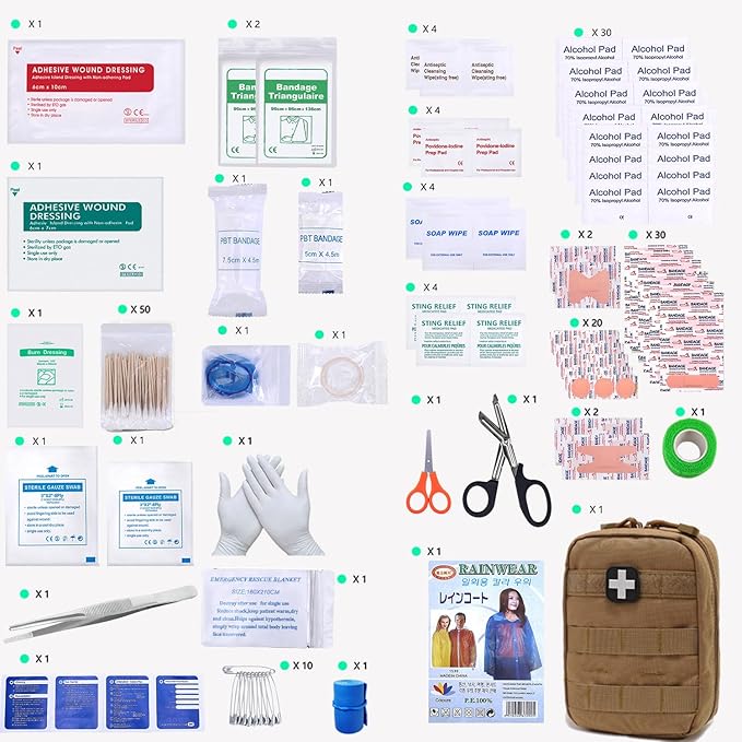 EMT Pouch MOLLE Ifak Pouch Tactical MOLLE Medical First Aid Kit Utility Pouch Carlebben (with Medical Supplies Tan)