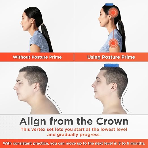 Vertex Weighted Cushion Forward Head Posture Corrector for Women Men - 3 Size Options Neck Workout Equipment Set - Head Neck Straightener Back Alignment for Home - No straps needed
