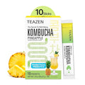 TEAZEN Pineapple Kombucha Tea, Hydration Drink Mix, Sugar Free, Live Probiotics & Prebiotics, 10 Sticks, 1.76oz
