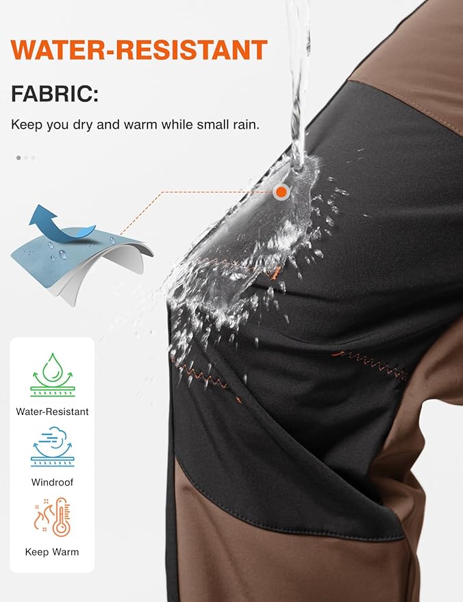 TBMPOY Men's Snow Ski Hiking Pants Waterproof Winter Fleece Lined Pants Camping Skiing Ice Fishing Pants with Belt