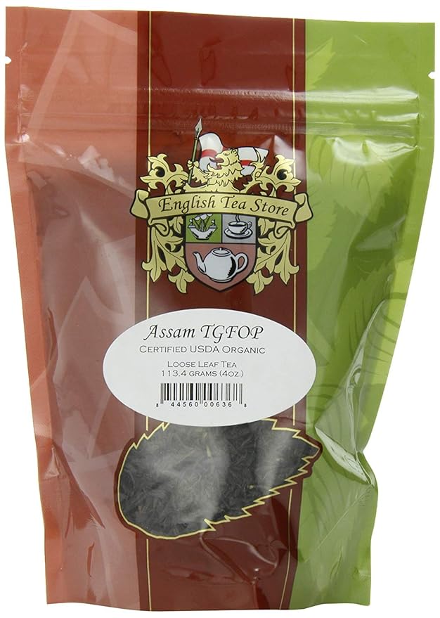 Organic Assam Black Tea Pouches - 4oz | Loose Leaf TGFOP Grade | Tippy Golden Flowery Orange Pekoe | Rich Second Flush | Smooth and Biscuity | Premium Black Tea for Morning or Afternoon