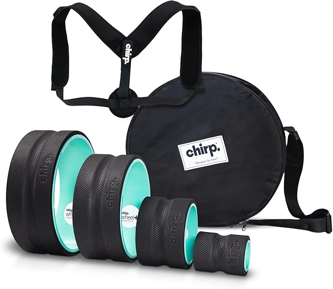 Ultimate Back + Neck Bundle, 4-Pack Chirp Wheel Massage Rollers, Carrying Case, Upper Back Posture Corrector, Includes Focus, Muscle Massage, and Gentle High Density Foam Rollers, Up to 500 lbs, Mint