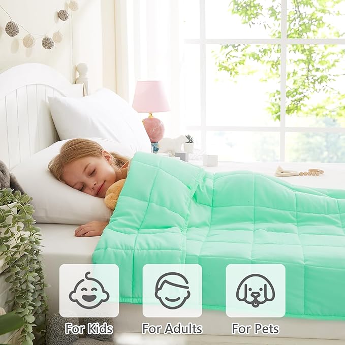 L'AGRATY Weighted Blanket - 40"x60" 10lbs Breathable Weighted Blanket Microfiber Material with Glass Beads