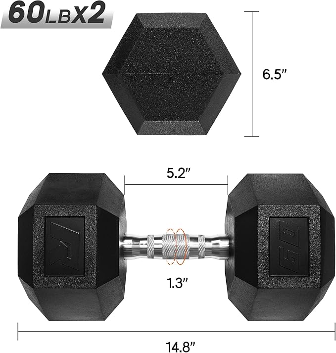 RitFit 5-650 LBS PVC Encased Hex Dumbbell Sets with Optional Rack for Home Gym, Hand weight with Chrome Handle for Strength Training, Workouts