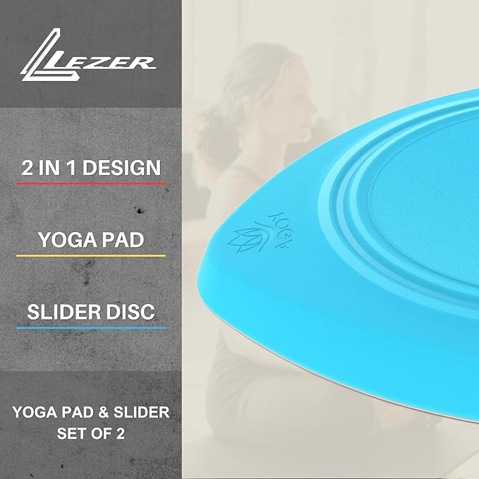 LEZER 2 IN 1 Yoga Knee Pad Slider, Core Gliding Disc, Extra Thick Yoga Mat, Cushion, Wrist Support, Exercise, Home Gym Workout Equipment, Honeycomb Structure, Set of 2