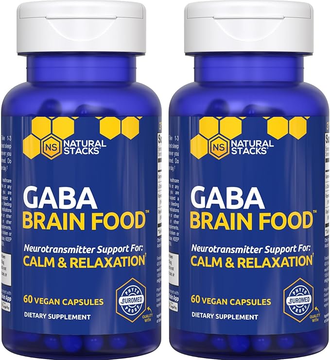 GABA Brain Food - GABA Supplement with L-Citrulline & Grape Seed Extract - Supports Calm & Relaxation - Nighttime Sleep Aid - Supports Production of Gamma Aminobutyric Acid - 120 L-Citrulline Capsules