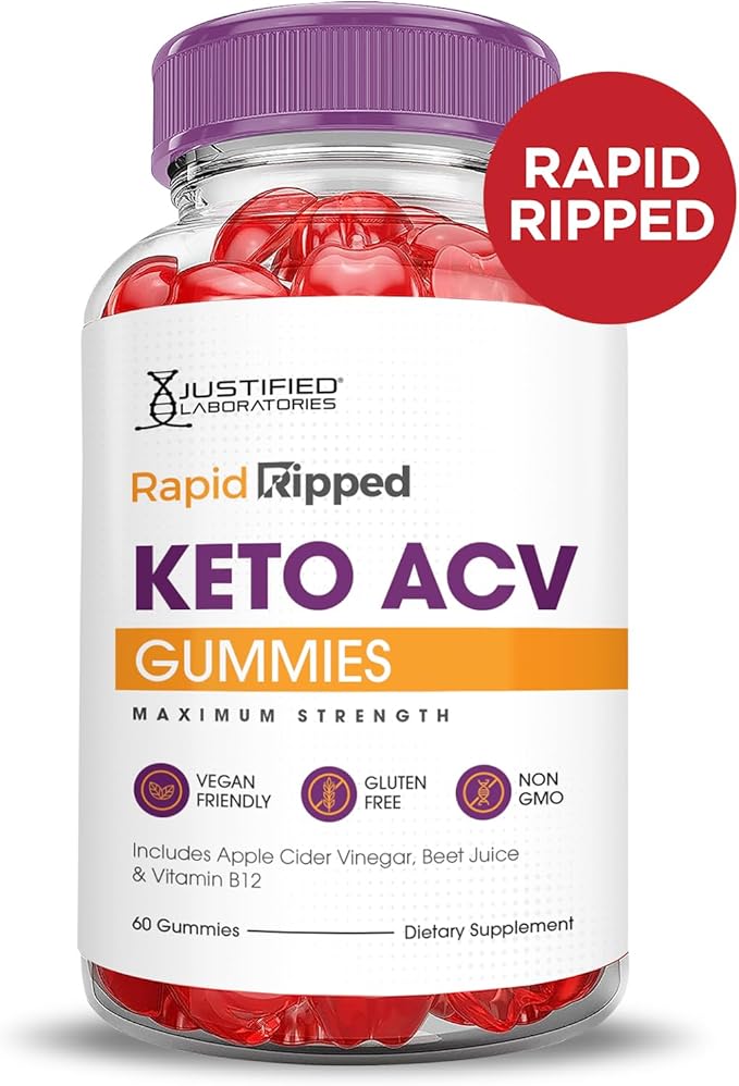 (10 Pack) Rapid Ripped Keto ACV Gummies Advanced Formula 1000MG Rapidripped Keto Gummies Apple Cider Vinegar Formulated with Pomegranate Beet Juice Powder B12 Vegan Non GMO 600 Gummys