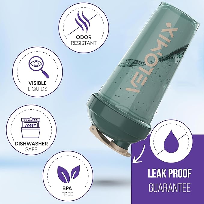 '-2 Pack- 28 oz Protein Shaker Bottles for Protein Mixes - 2x Wire Whisk | Leak Proof Shaker Cups for Protein Shakes | Protein Shaker Bottle Pack | Shakers for Protein Shakes-Blue&Beige