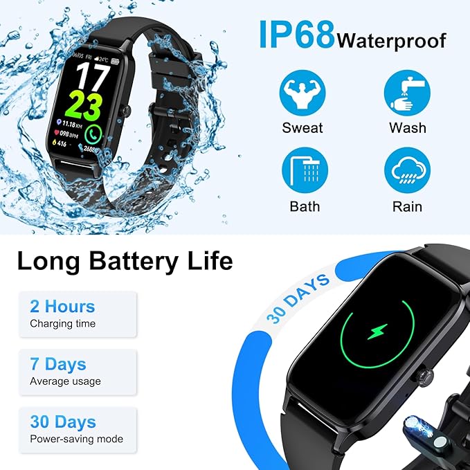 Smart Watch (Answer/Make Call), 2025 New Fitness Tracker for Men Women 1.57” HD Fitness Watch, Heart Rate/Sleep Monitor/Pedometer/Calories, 113+ Sports IP68 Waterproof Activity Tracker for Android iOS
