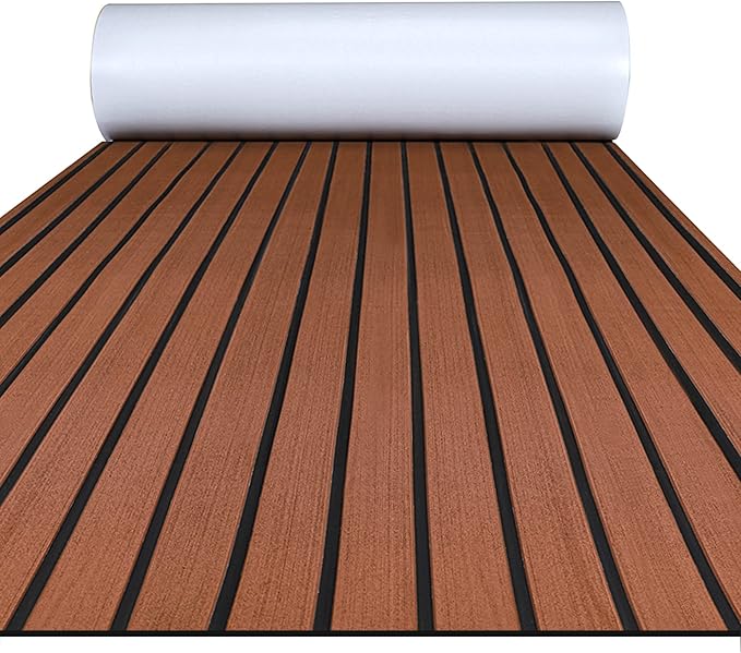 FOCEAN Boat Flooring EVA Foam Boat Decking Faux Teak Marine Flooring Boat Mat Boat Carpet Sheet for Motorboat RV Yacht Kayak Surfboard, 94.5"x 47.2"/35.4"/23.6"/15.7"