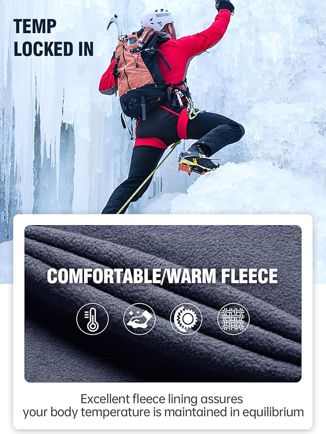 FREE SOLDIER Men's Outdoor Softshell Fleece Lined Cargo Pants Snow Ski Hiking Pants with Belt