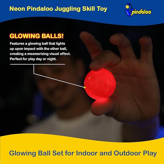 pindaloo Led Light Ball - Gifts for Kids Indoor & Outdoor Games, Toys for Boy, Teen, & Girls - Gift Ideas for Teens, Fun Stuff Party, Develops Motor & Juggling Skills - 1x LED Ball