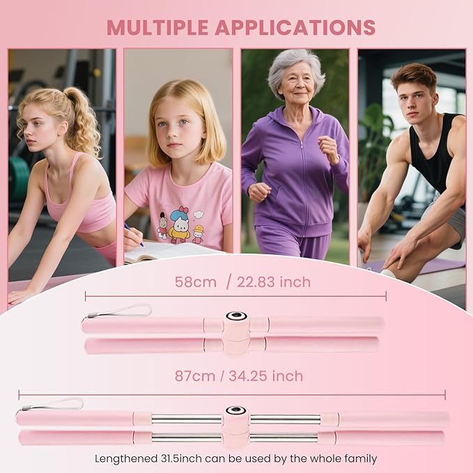 Yoga Stick, Posture Correction Stick for Women and Men, Relieve Back Pain, Upper and Lower Back Stretchers and Straighteners, 24.4-36.2 Inch Stretching Stick Neck Hump Corrector