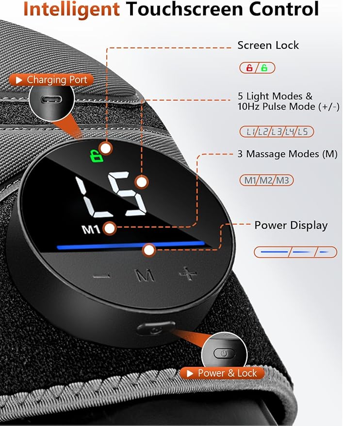 Upgraded 2.0 Red Light Therapy Knee Brace - Knee Massager with 4 Vibration Areas,Wireless Controller,FSA HSA Eligible Near Infrared Red Light Therapy Heated Device for Knee Elbow Shoulder Pain
